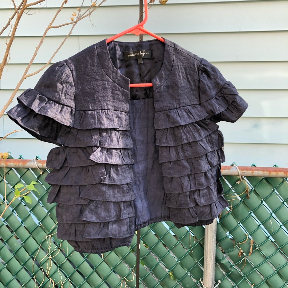 Nanette Lepore short sleeve “Mad Hatter” jacket